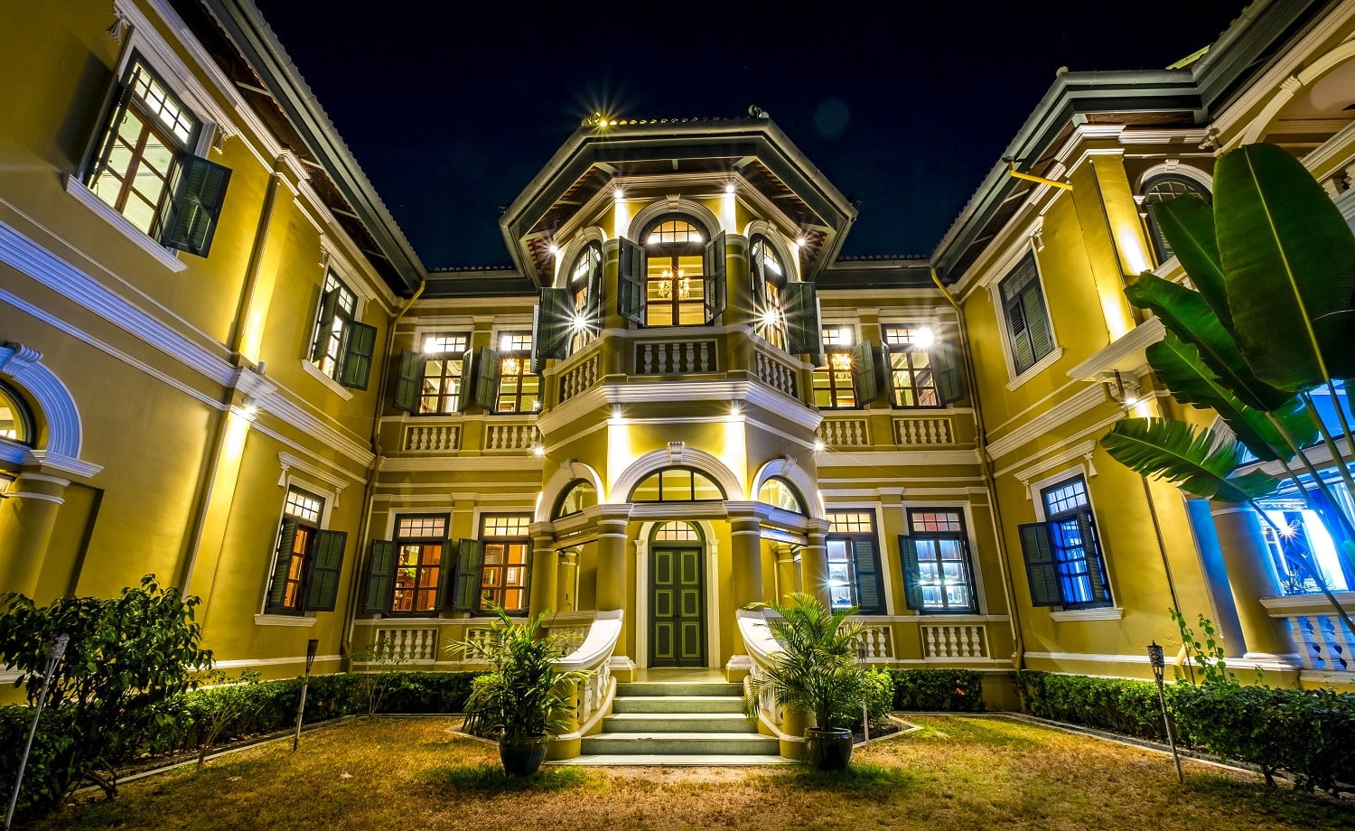 colonial style house in night scene