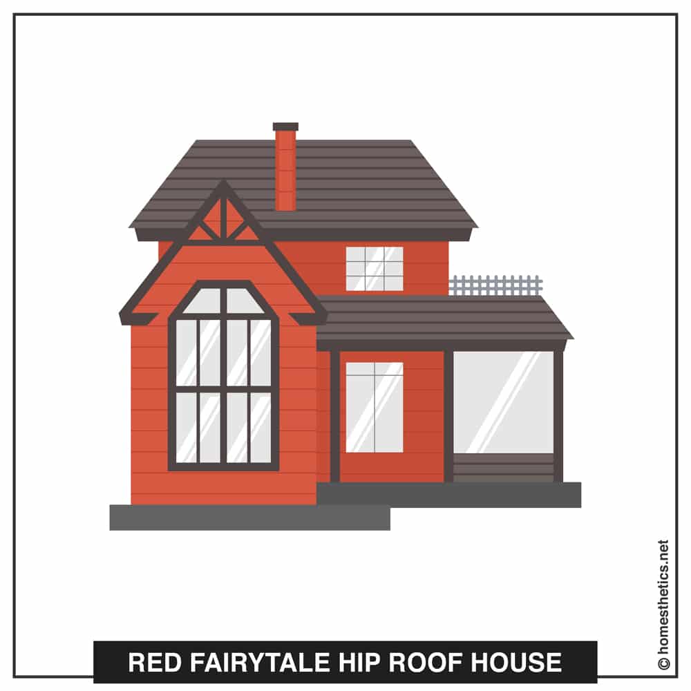 06 Red Fairytale Hip Roof House