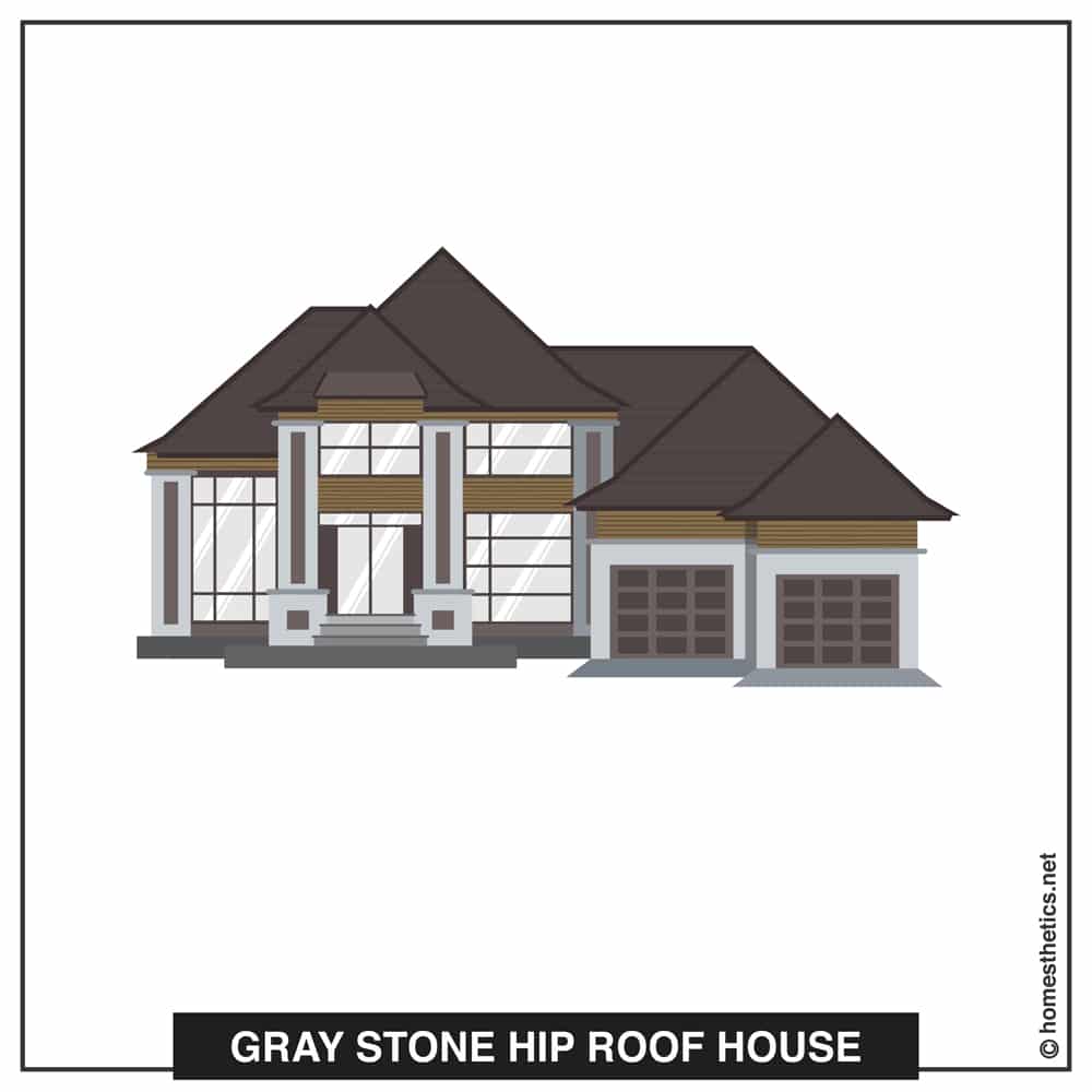 08 Gray Stone Hip Roof House