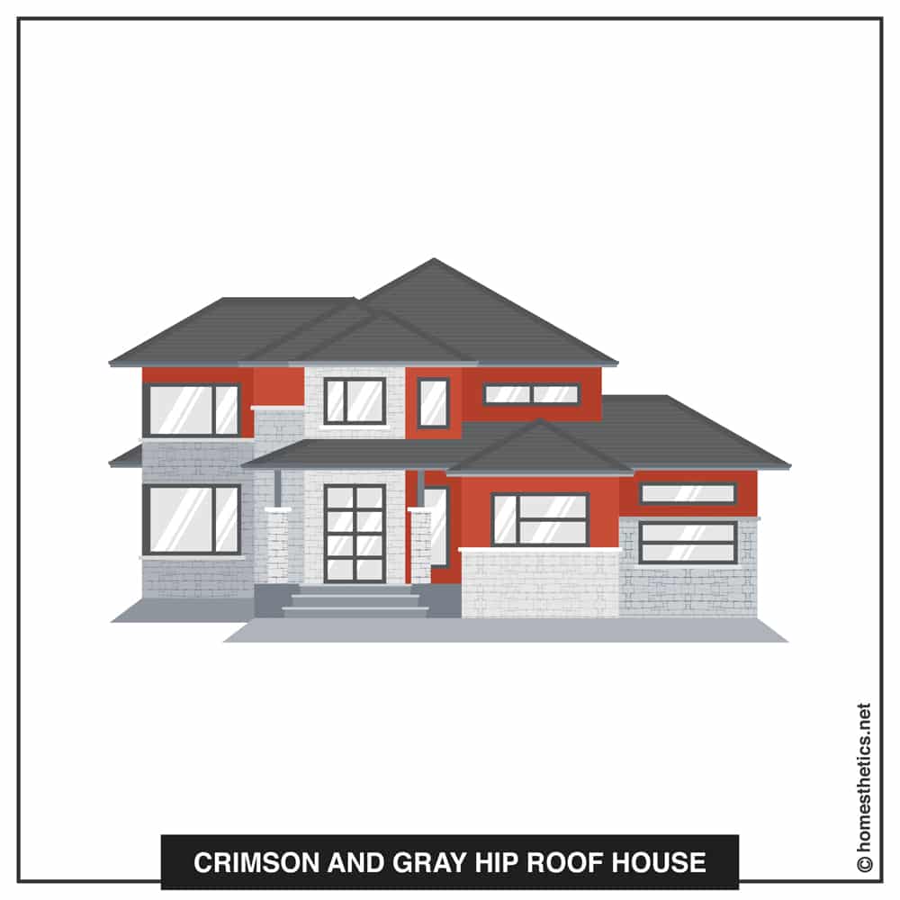 16 Crimson and Gray Hip Roof House