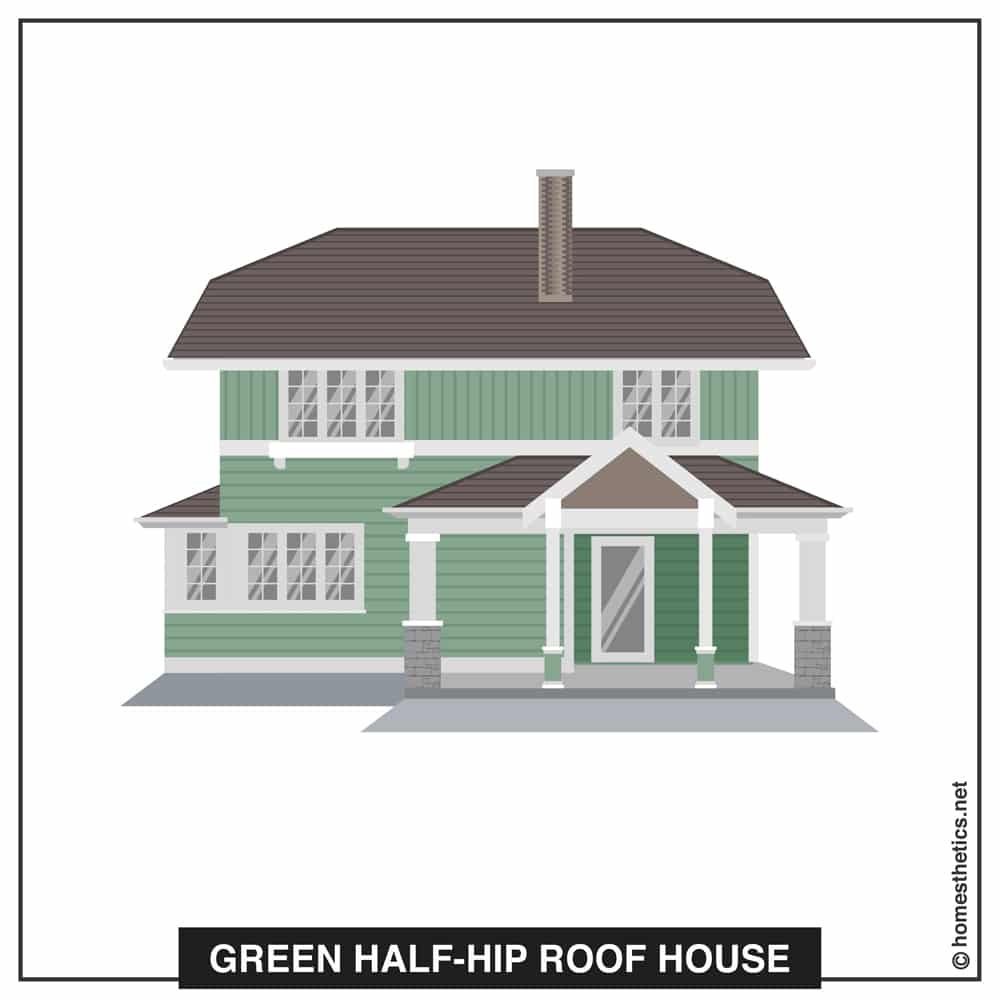 18 Green Half Hip Roof House
