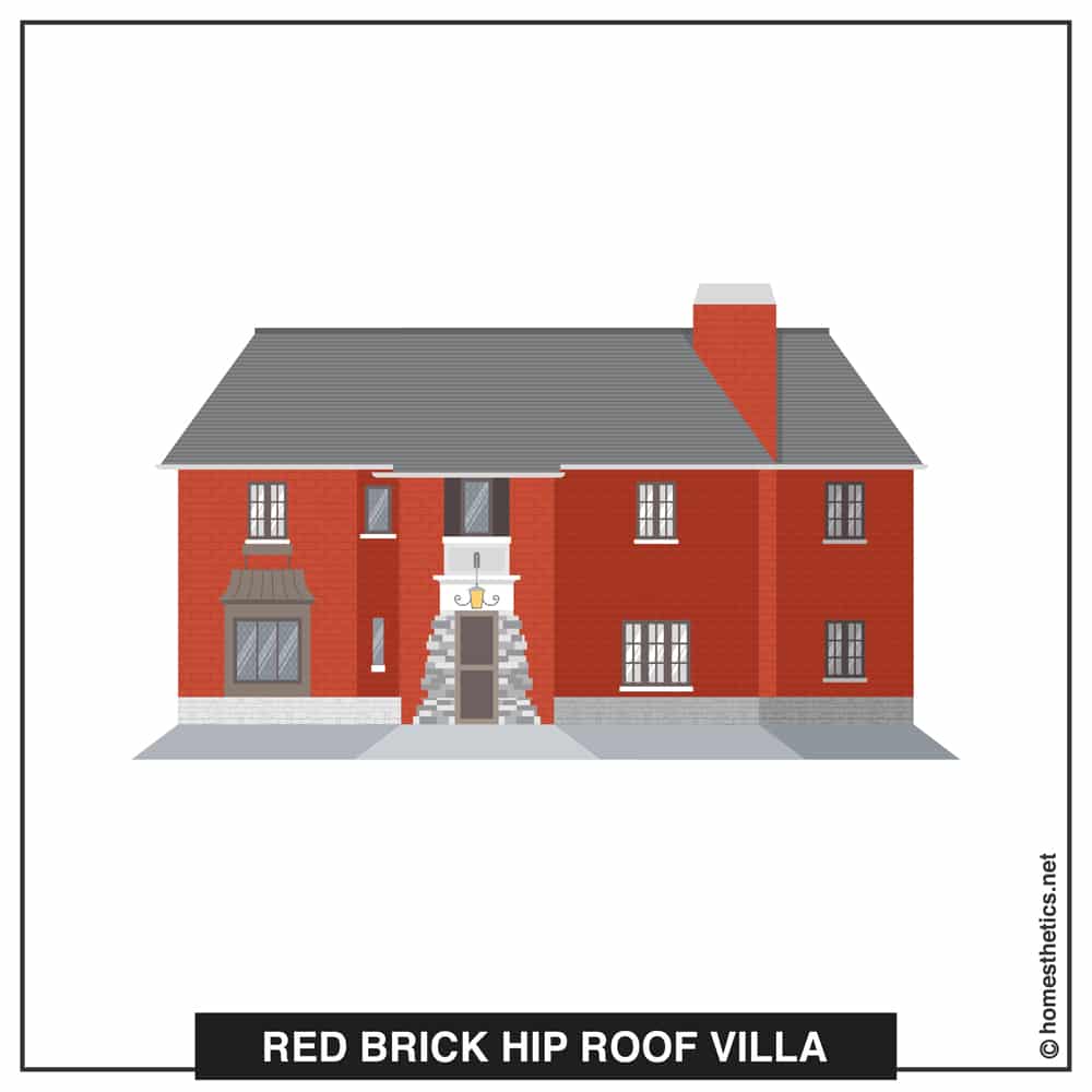 23 Red Brick Hip Roof Villa