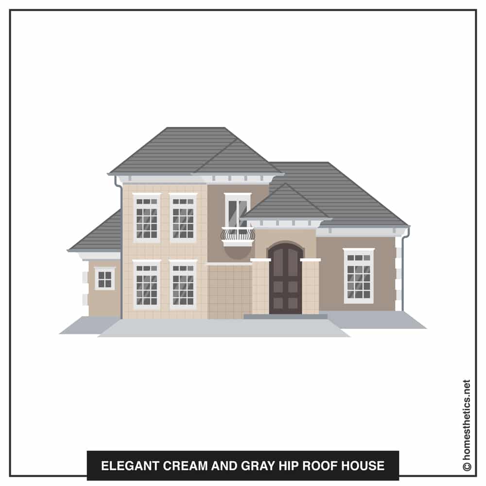 24 Elegant Cream and Gray Hip Roof House