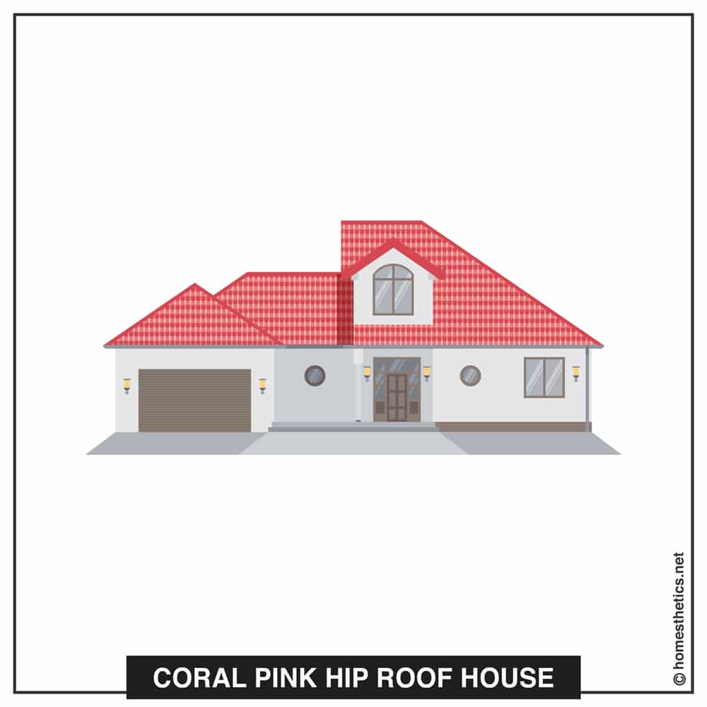 25 Coral Pink Hip Roof House