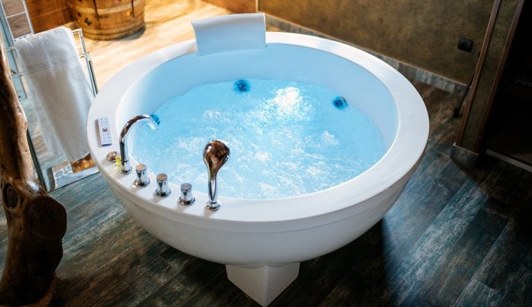 Modern beautiful hydro massage bath with water