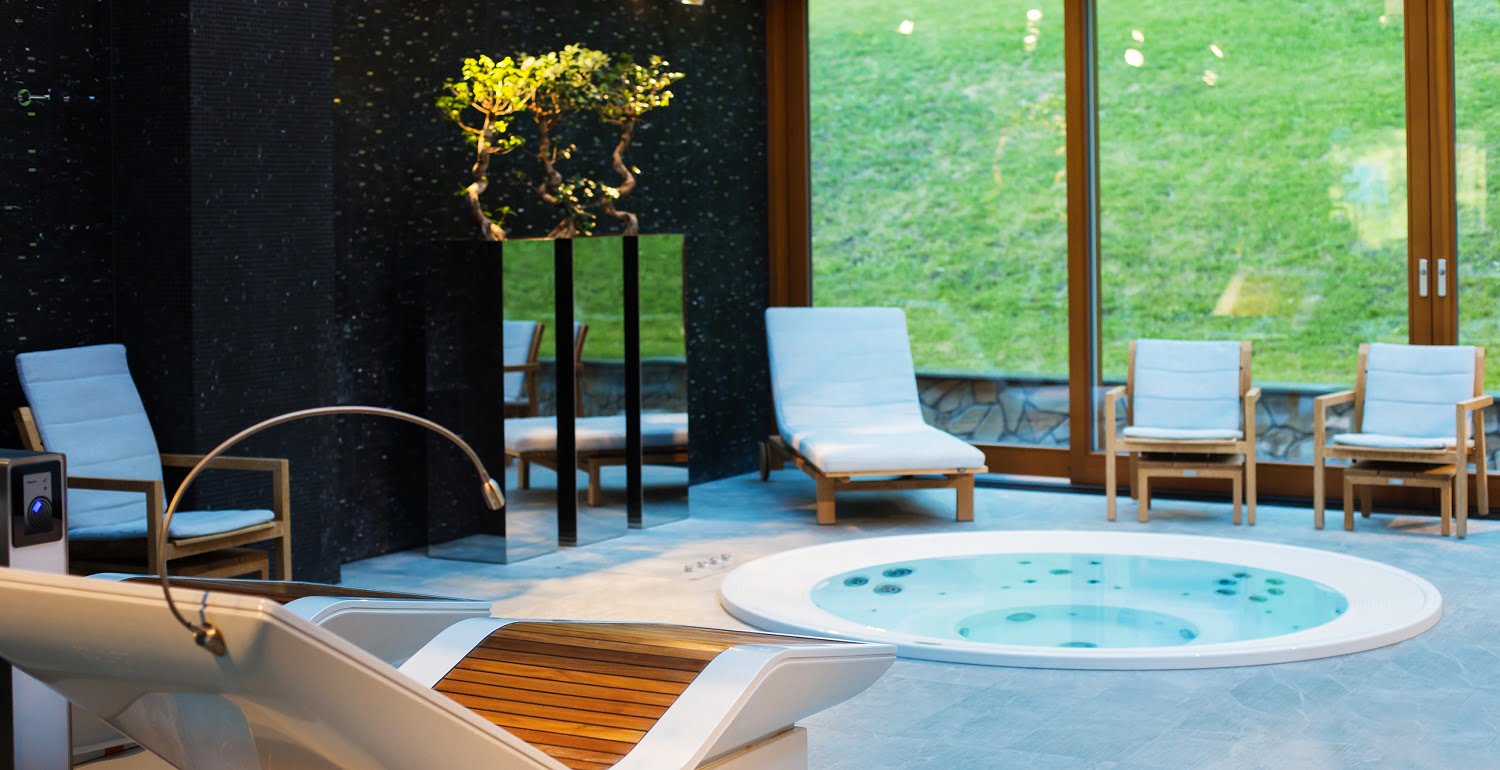 Spa center with hot tub
