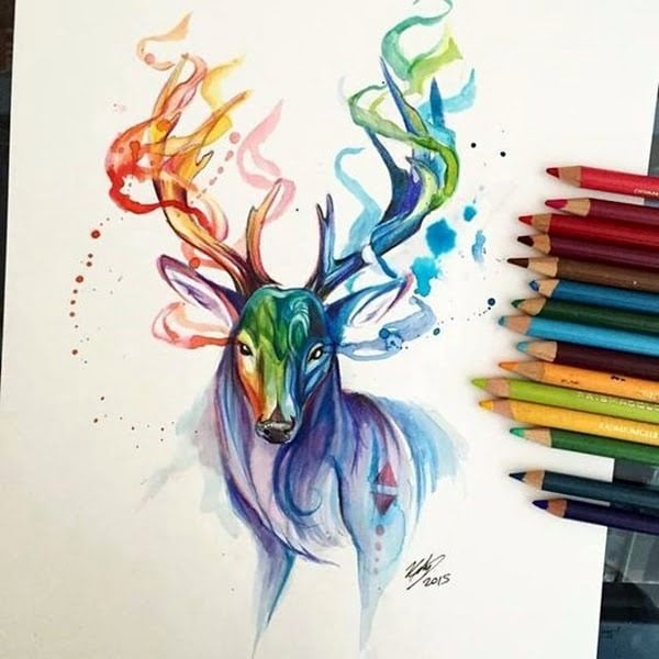 Colorful Deer drawing idea