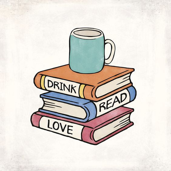 Set Of Books and mug drawing