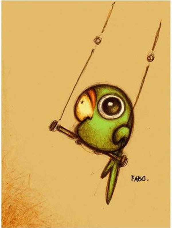 Parrot On A Swing drawing