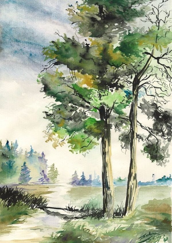 Trees watercolor