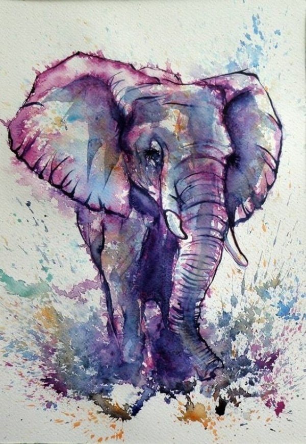 Rainbow Elephant watercolor