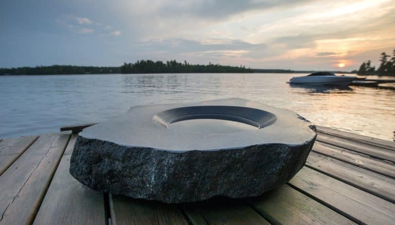 Birdbath on a dock, Lake of The Woods, Ontario, Canada