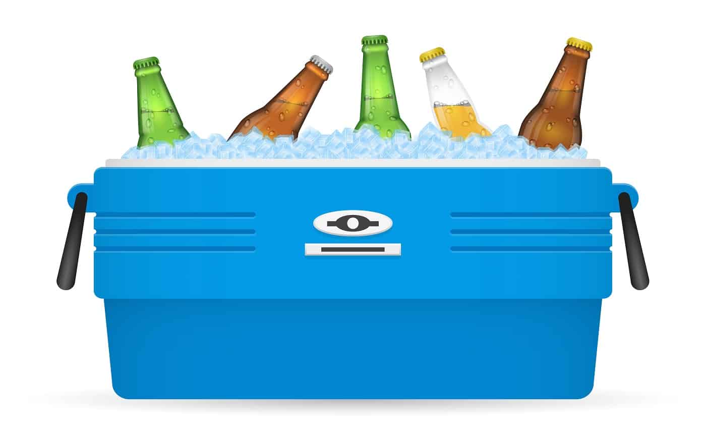 Beer ice cooler or beer ice box vector on white background illustration