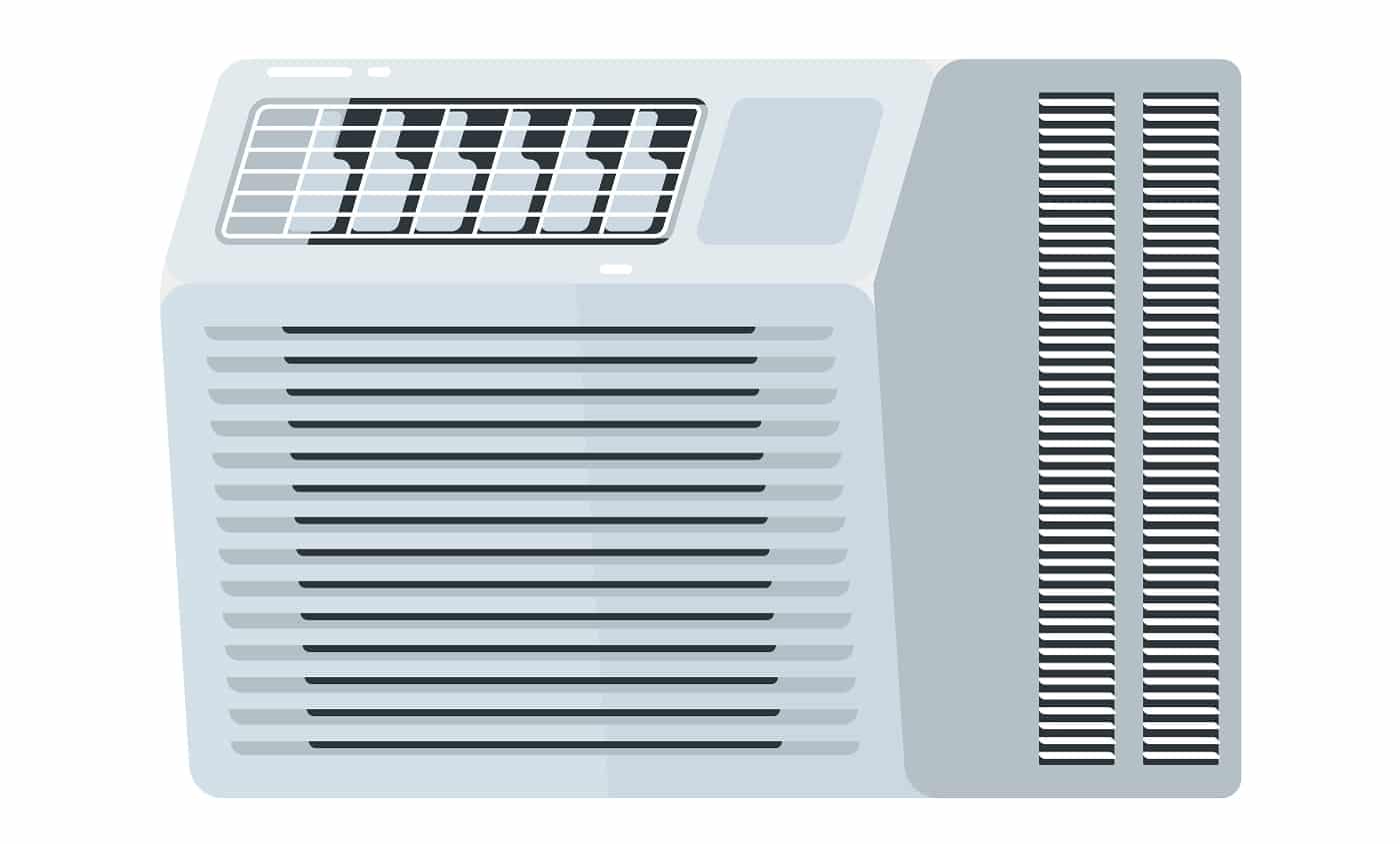 Window air conditioner electric equipment isolated on white