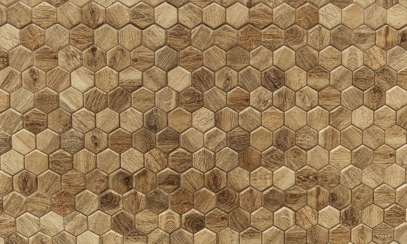 Hexagon patterned wood textured background