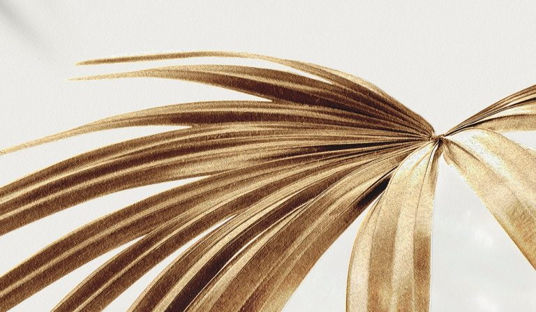 Golden palm leaves background design resource