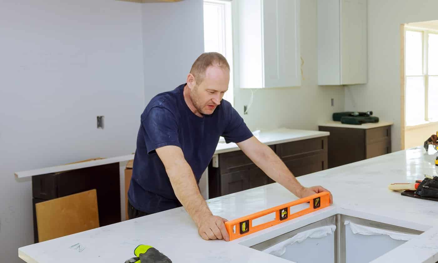 Leveling with countertops of making a kitchen modern domestic cabinets