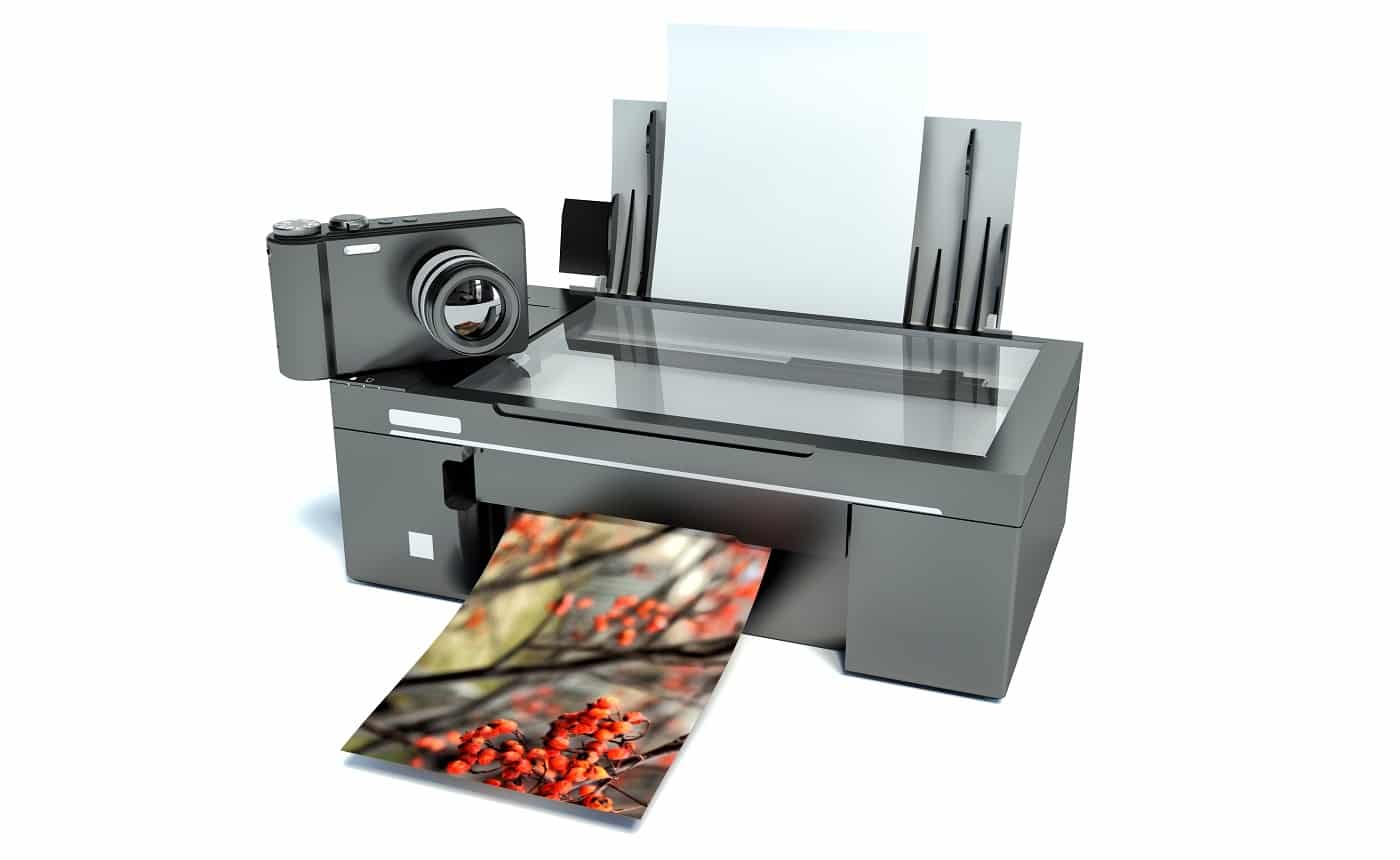 Printer 3D. Print of photos. Icon isolated on white. Printer For Screen Printing Transparencies Buying Guide.