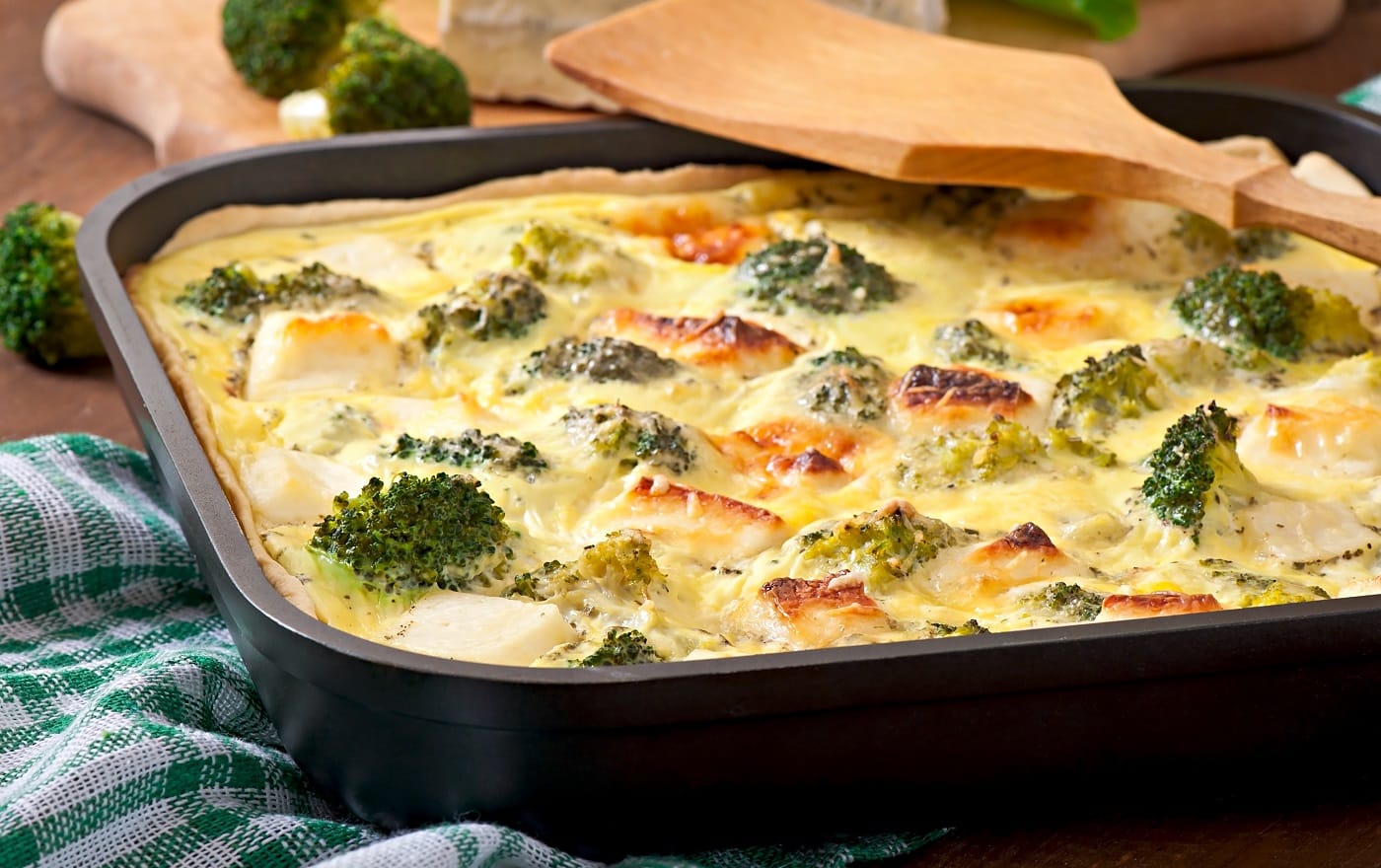 Quiche with broccoli and feta cheese