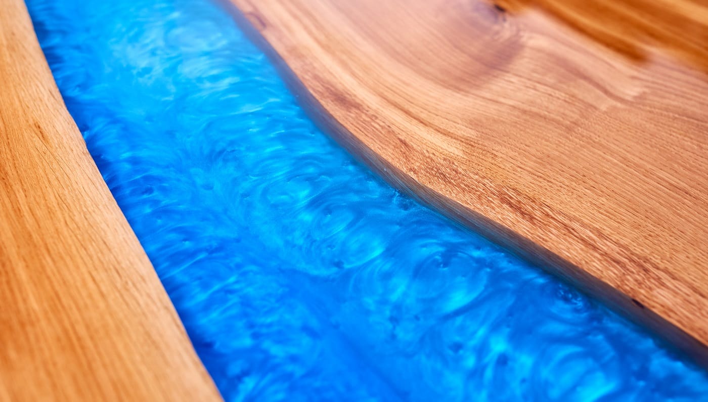 Texture of a wooden table with epoxy resin. nobody.