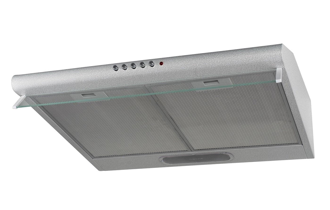 Cooker hood. The design is flat, wall mounted. Grey colour. Isolated. Ductless Range Hood Buying Guide.