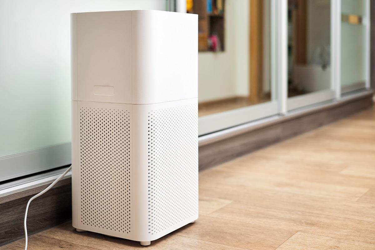 White air purifier in an apartment