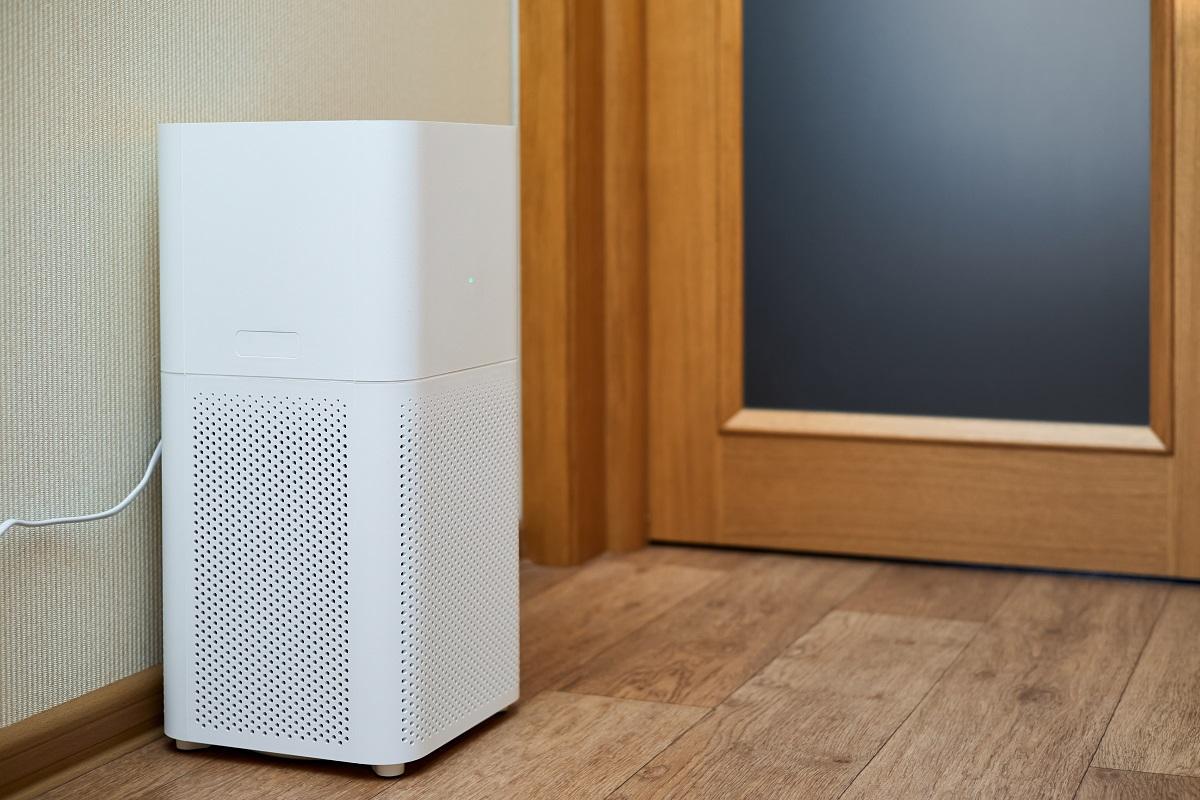 White air purifier in an apartment