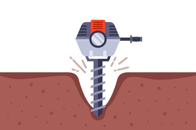 drill a hole in the ground. flat vector illustration.
