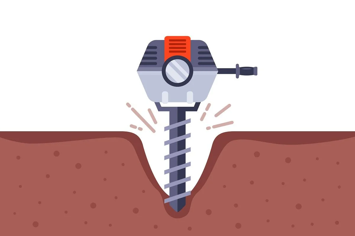 drill a hole in the ground. flat vector illustration.