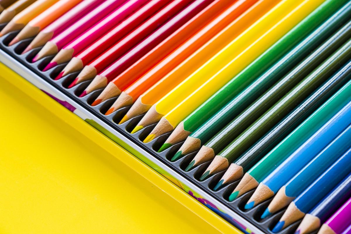 The colorful multicolored pencils for drawing and painting, color variations