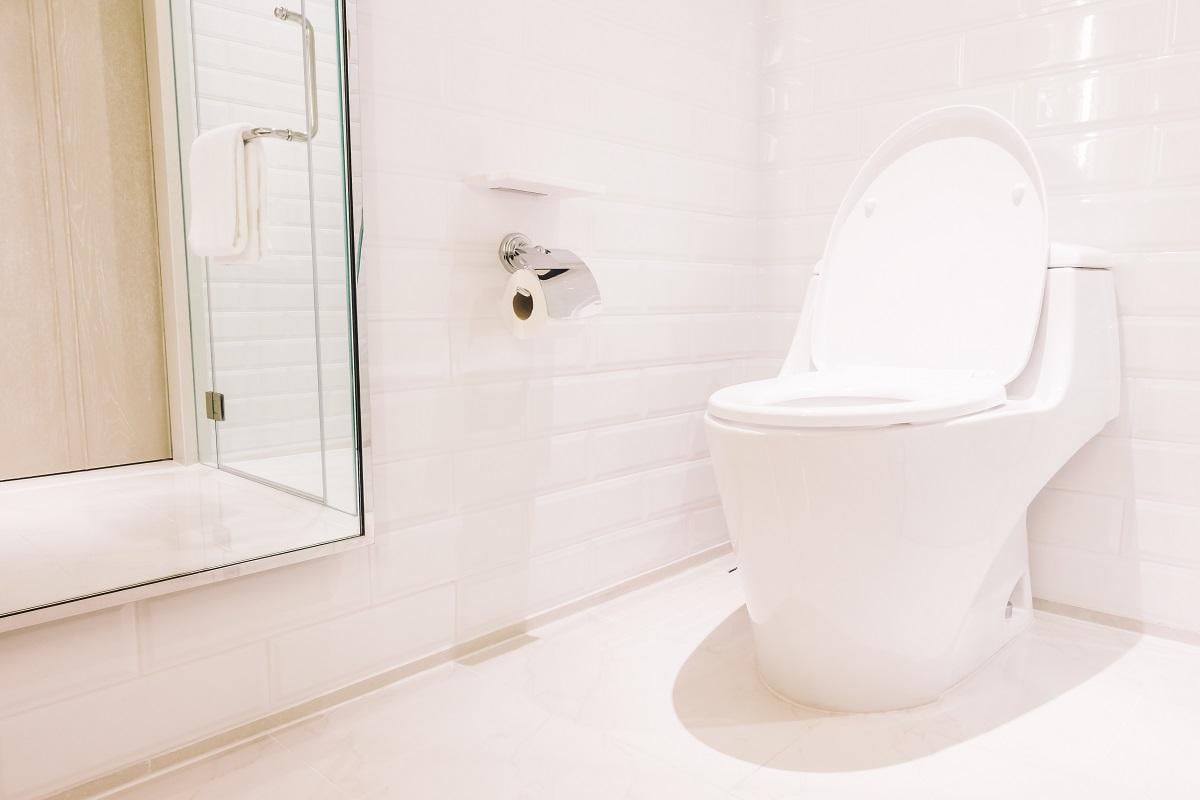 White toilet seat decoration in bathroom interior -Toilet Auger Buying Guide