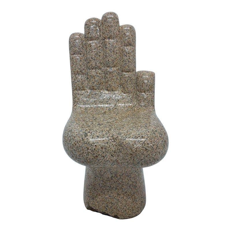 Mid-Century Solid Granite Carved Hand Chair