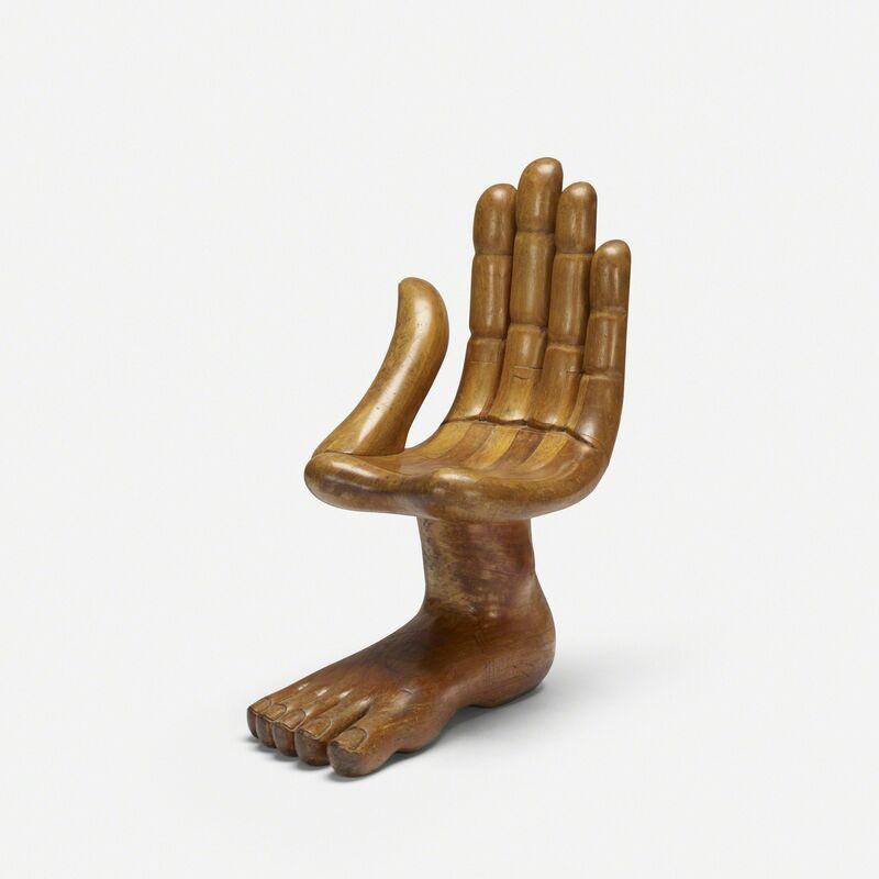 Carved Mexican Walnut Hand Foot Chair