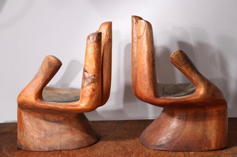 Pr. Vintage Hand-Carved Miniature Hand Chairs