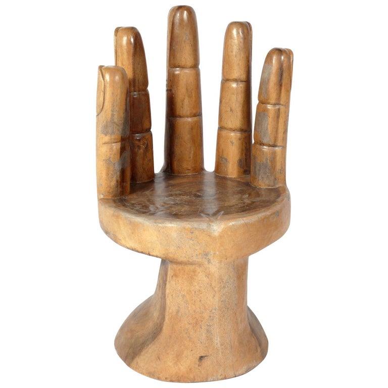 Sculptural Wooden Hand Chair In The Manner of Pedro Friedeberg