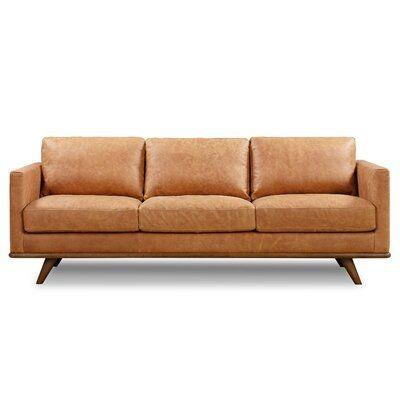 Lisson Genuine Leather 85” Square Arms Sofa
