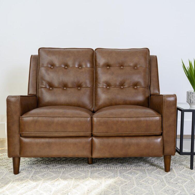 Mary Genuine Leather Reclining 52″ Square Arm Loveseat