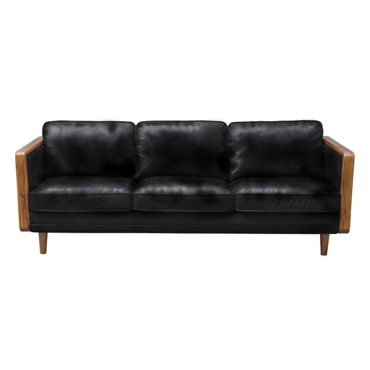 Aric 82" Genuine Leather Square Arm Sofa