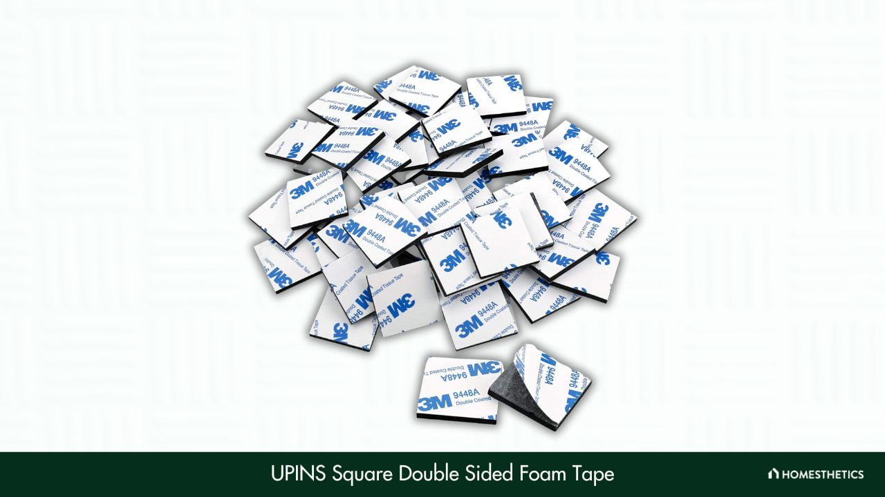 UPINS 120 Pack Square Double Sided Foam Tape Strong Pad Mounting Adhesive Tape (Black)