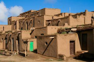 Taos, USA - July 27, 2008: Ranchos de Taos in New Mexico. Pueblo belonging to a Tiwa-speaking Native American tribe of Pueblo people.