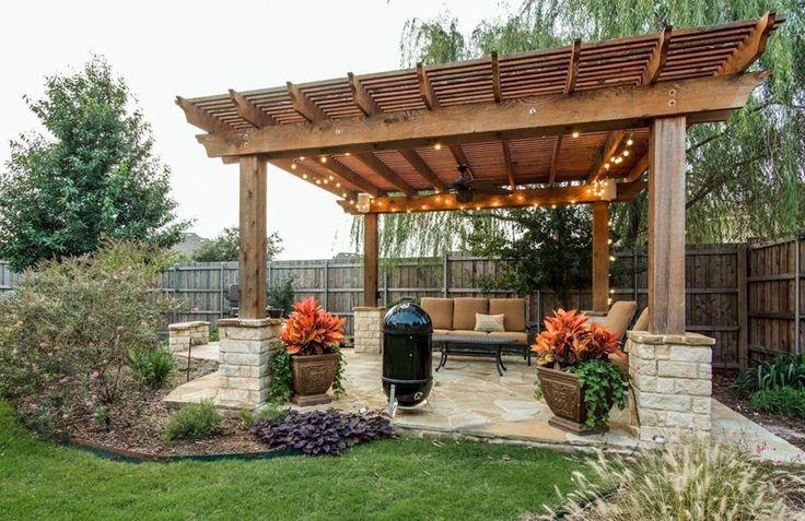 Flagstone Paver Patio With Slatted Roof