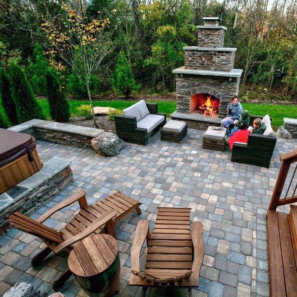 Cobblestone Paver Patio With Seating Area