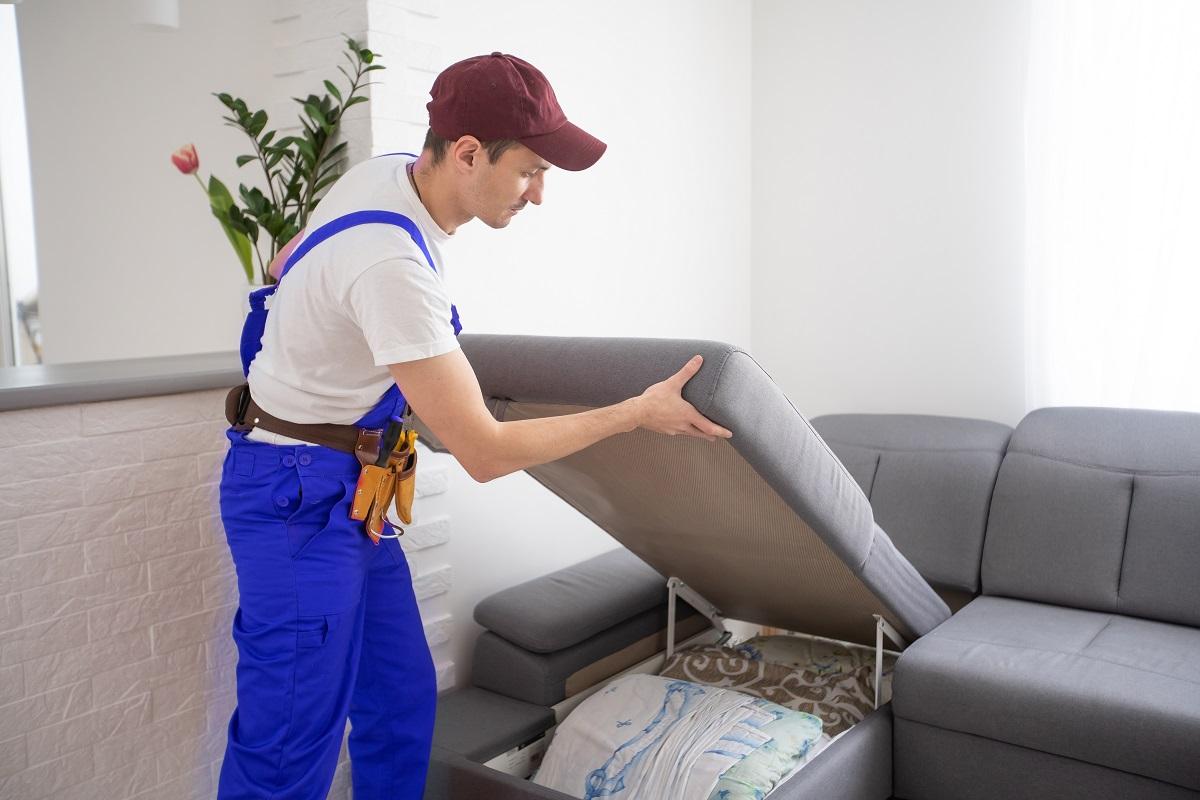 master in the Assembly and repair of upholstered furniture, twists the sofa with a screwdriver, there is a place for the inscription. How To Repair Leather Couch.