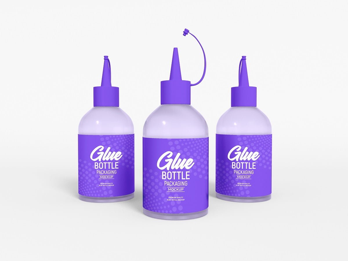 Super Plastic Glue Bottle Mockup. Best Adhesives for Stainless Steel.