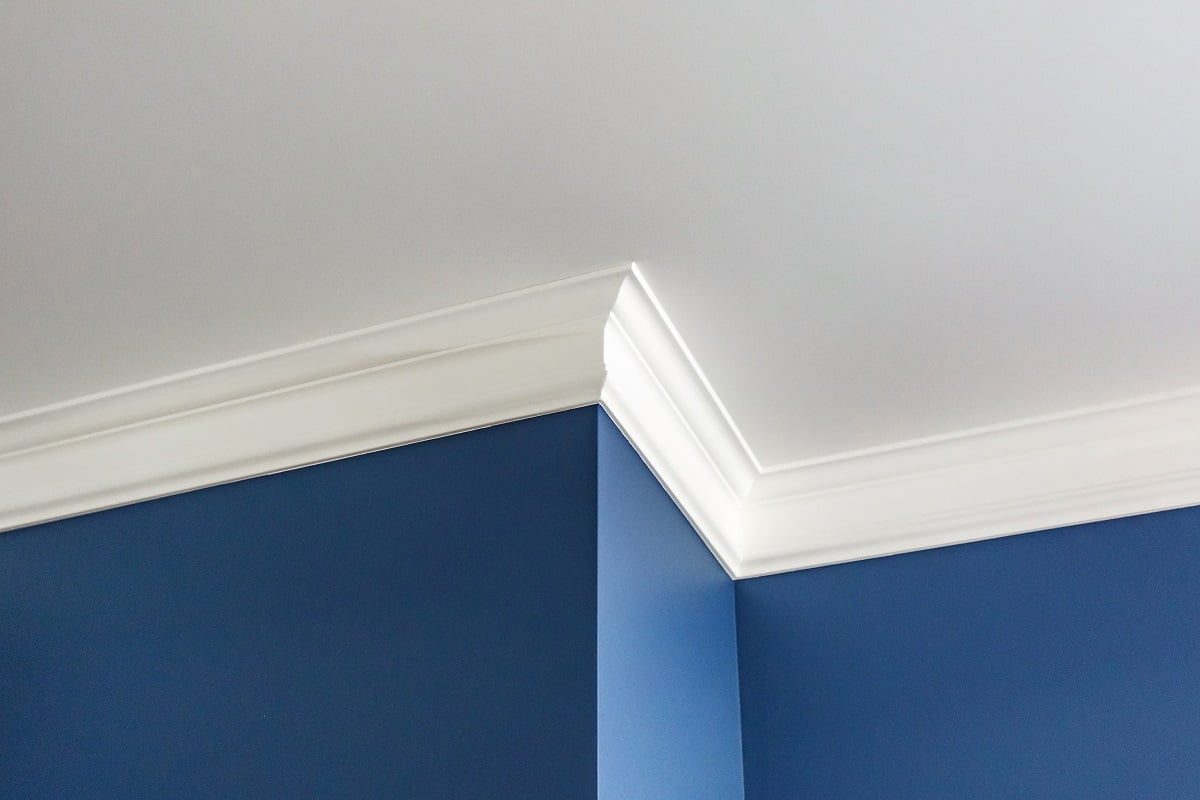 Detail of corner ceiling with intricate crown molding. Ceiling Paint Vs Wall Paint Final Words.
