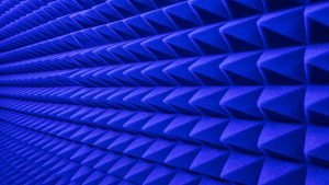 rows of acoustic music soundproof foam pyramid panel with blue lighting. Soundproof Insulation Conclusion