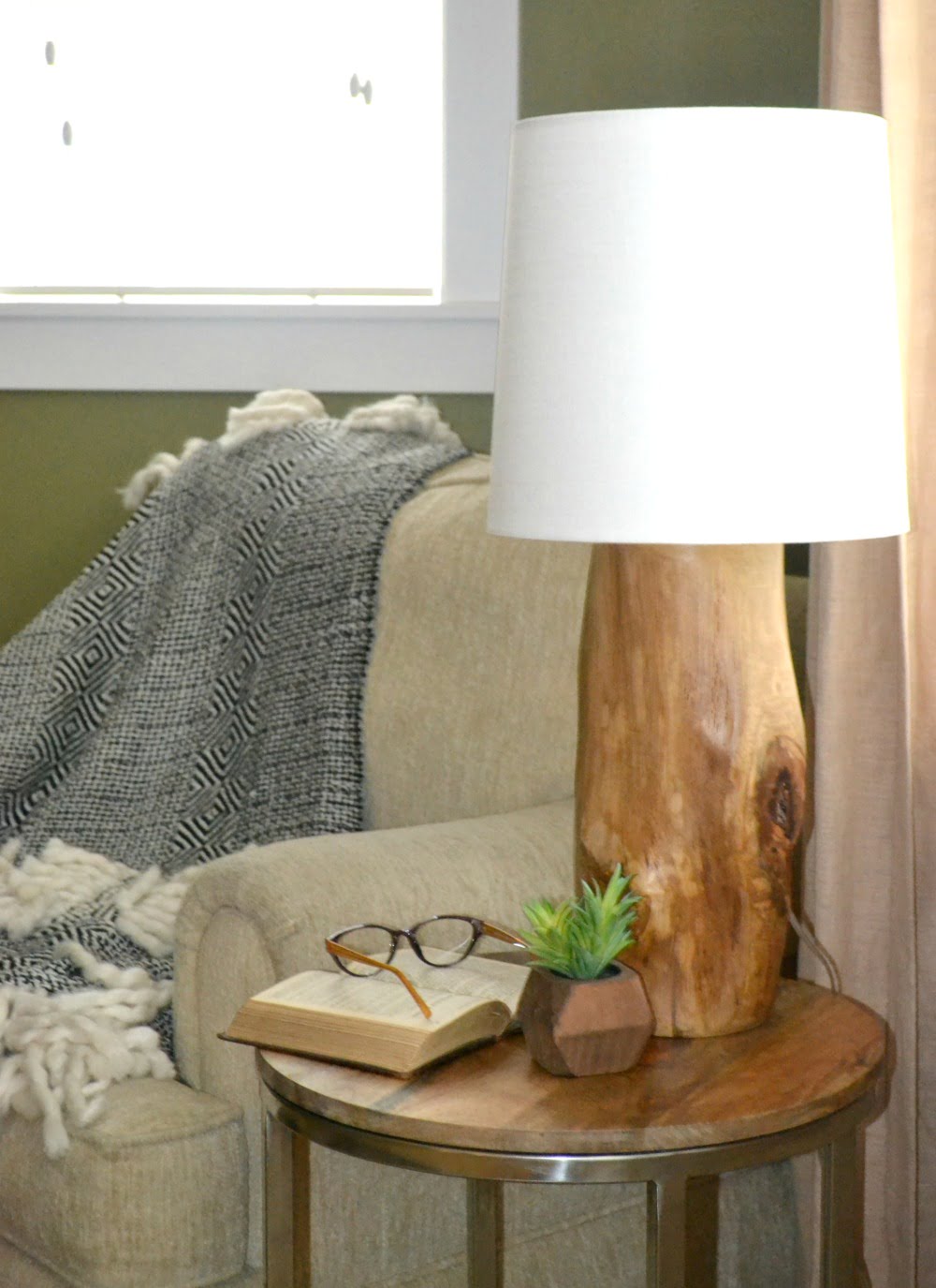 Rustic Wood Chunk Lamp