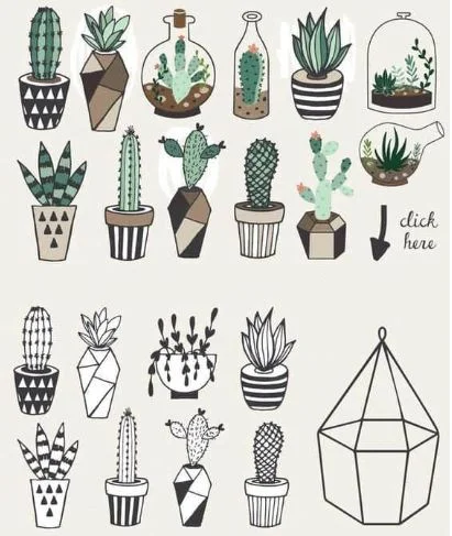 Use Geometric Shapes to Portray Potted Plants