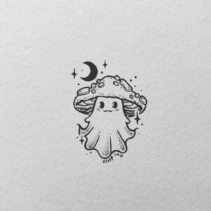 Ghost Mushroom Tattoo Drawing