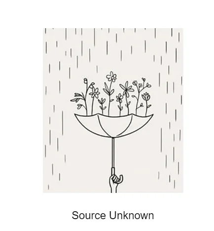 Inverted Umbrella and Flowers